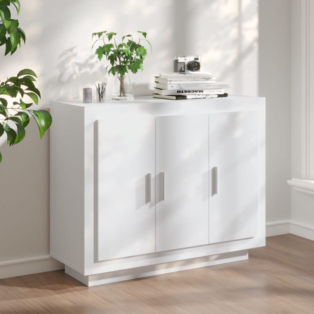 vidaXL Buffet blanc 92x35x75 cm bois d’ingénierie