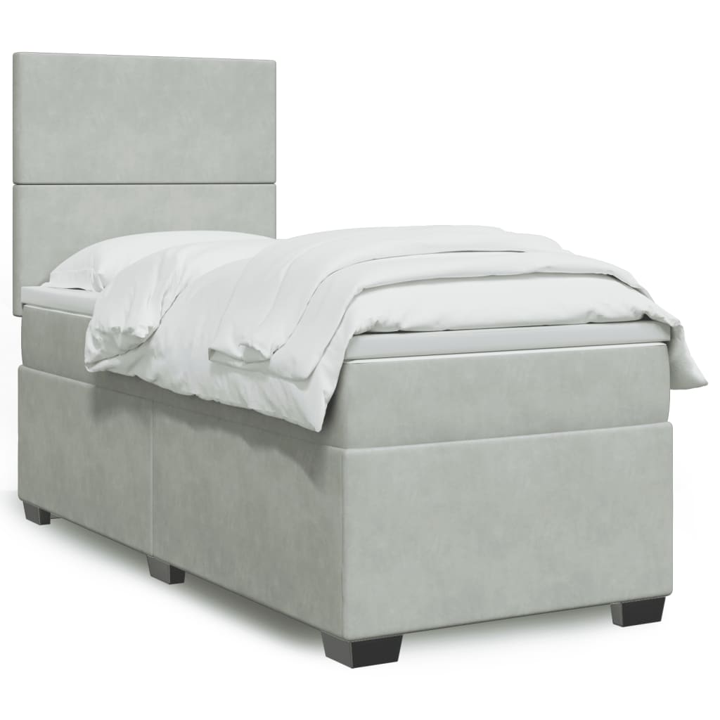 vidaXL Sommier à lattes de lit et matelas Gris clair 100x200cm Velours