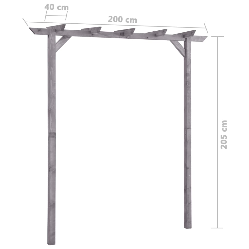 vidaXL Pergola de jardin Gris 200x40x205 cm Bois de pin imprégné