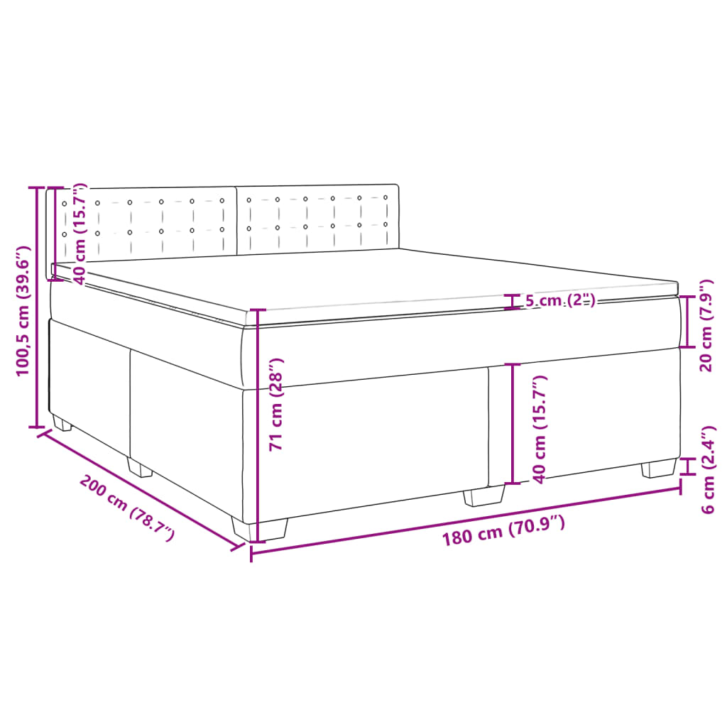 vidaXL Sommier à lattes de lit avec matelas Noir 180x200 cm Similicuir