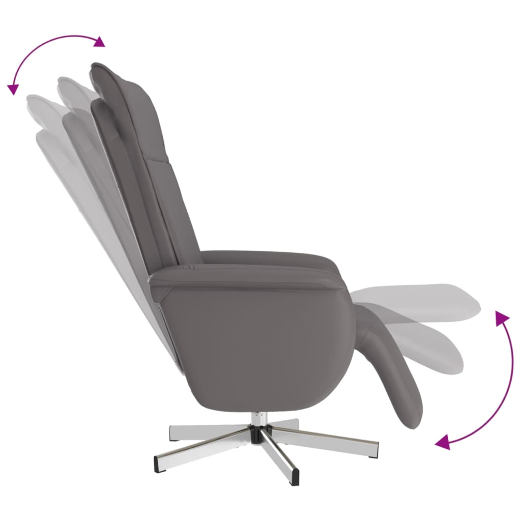 vidaXL Fauteuil inclinable avec repose-pieds gris similicuir