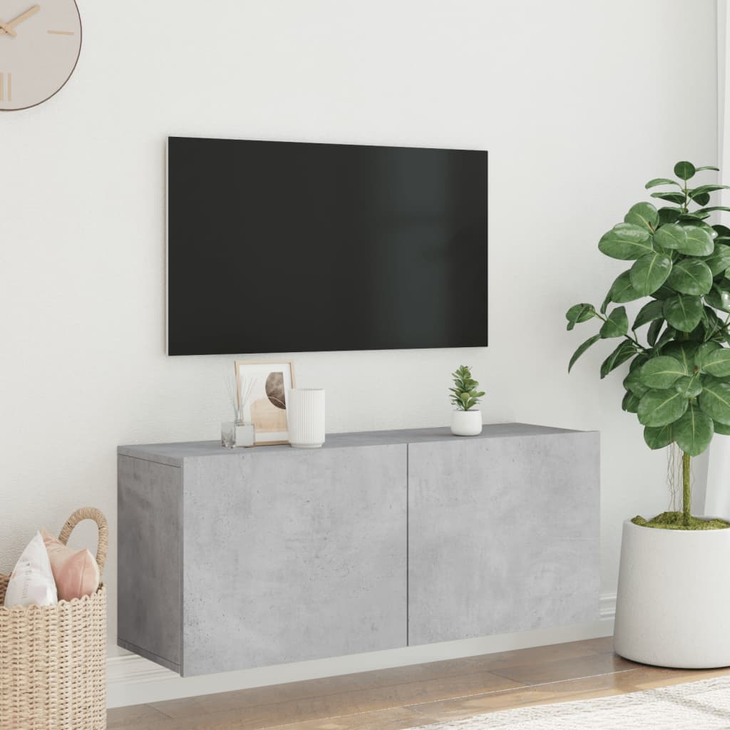 vidaXL Meuble TV mural gris béton 100x30x41 cm