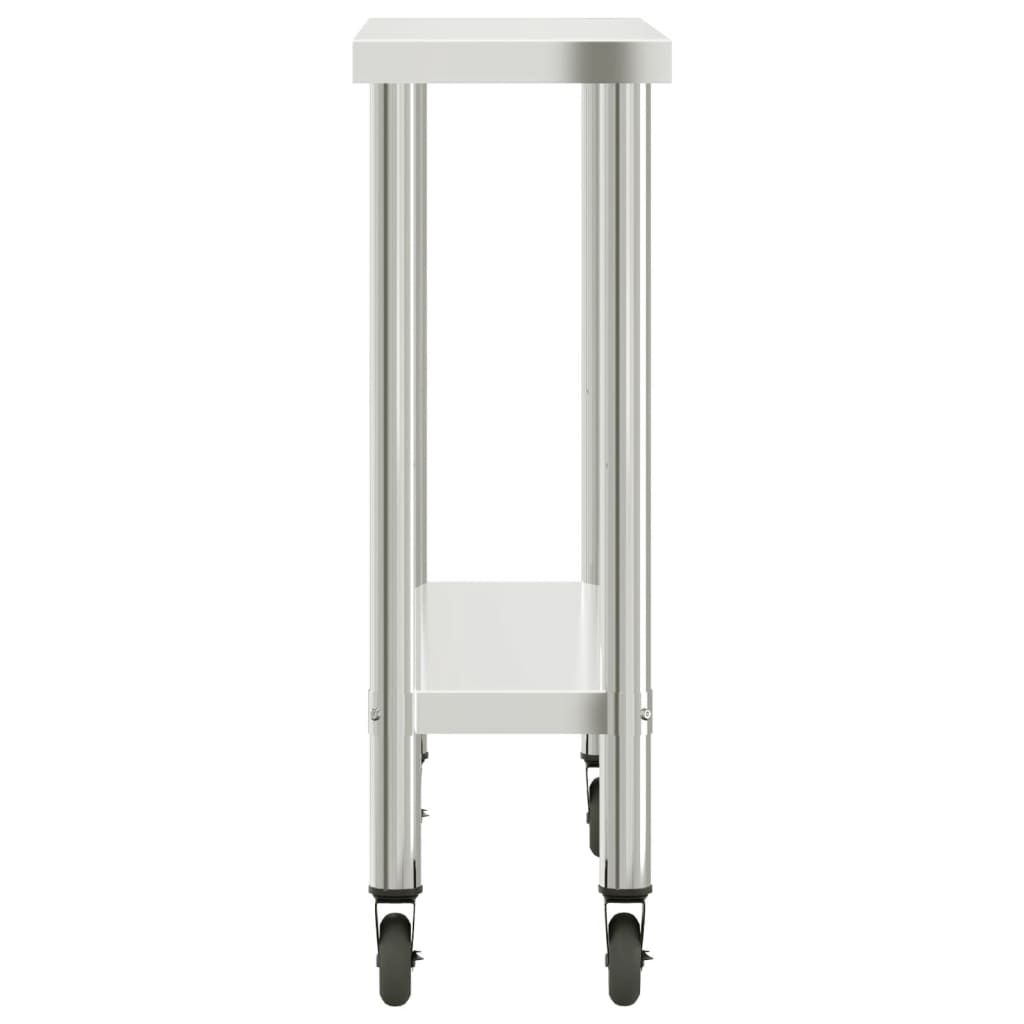 vidaXL Table de travail de cuisine avec roues 110x30x85 cm inox