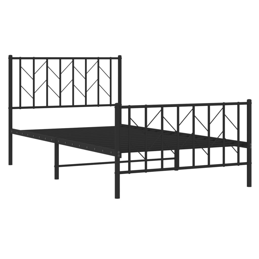 vidaXL Cadre de lit métal sans matelas et pied de lit noir 100x200 cm