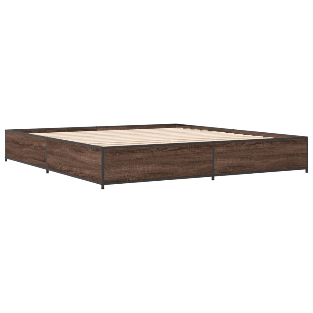 vidaXL Cadre de lit chêne marron 180x200 cm bois d'ingénierie et métal