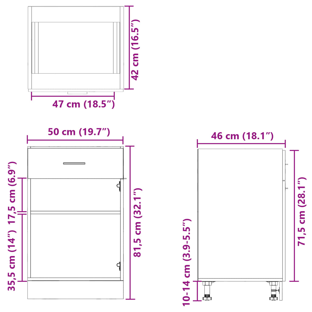 vidaXL Armoire de plancher tiroir Chêne sonoma Bois d'ingénierie