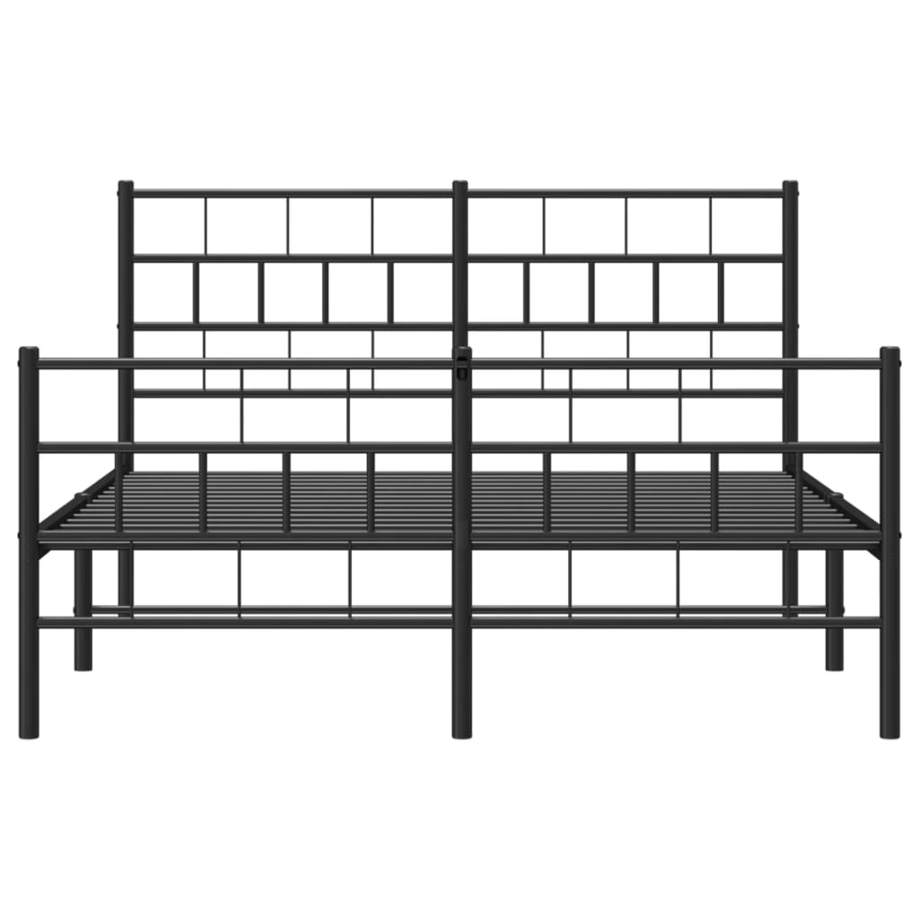 vidaXL Cadre de lit métal sans matelas avec pied de lit noir 150x200cm