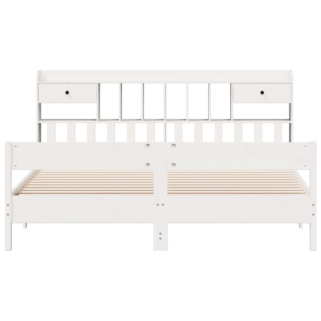 vidaXL Lit bibliothèque sans matelas blanc 180x200 cm bois pin massif