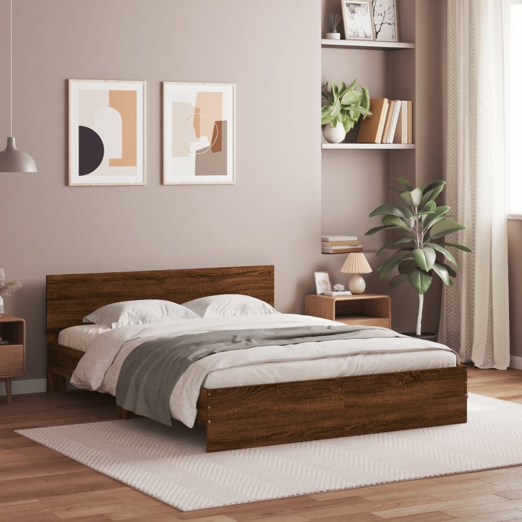 vidaXL Cadre de lit avec LED sans matelas chêne marron 160x200 cm