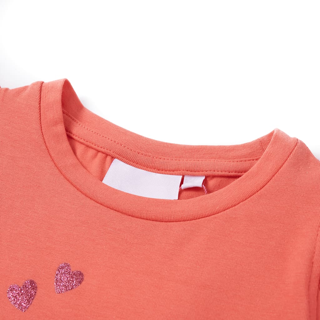 T-shirt enfants et manches à volants corail 140