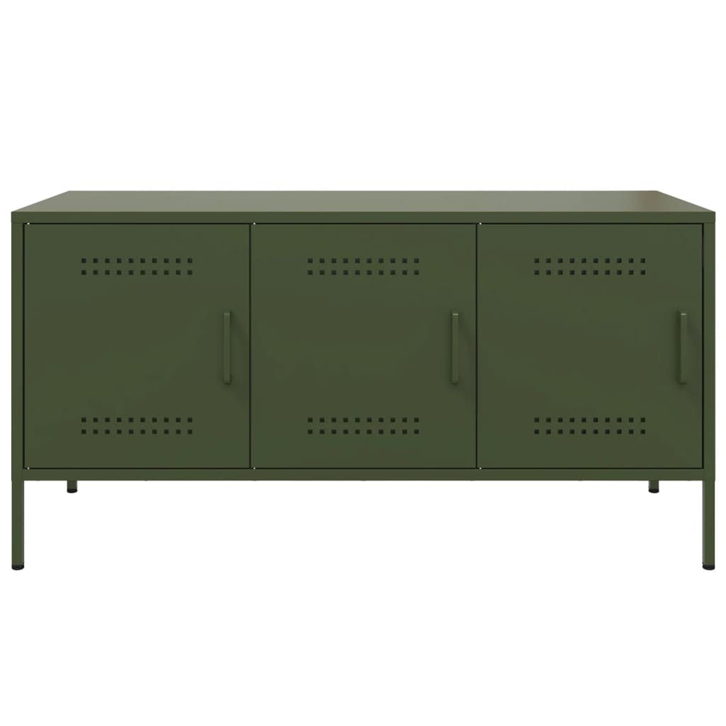 vidaXL Meuble TV vert olive 100,5x39x50,5 cm acier