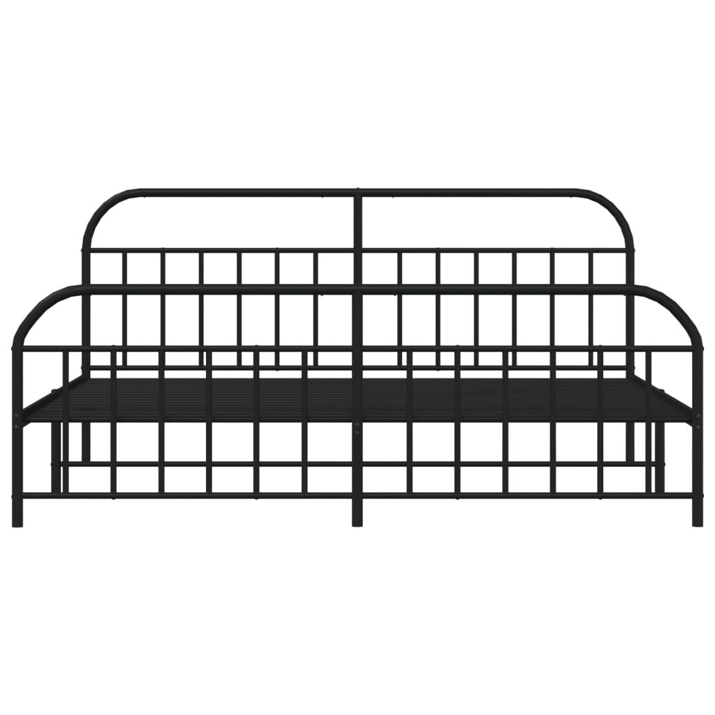 vidaXL Cadre de lit métal sans matelas avec pied de lit noir 193x203cm