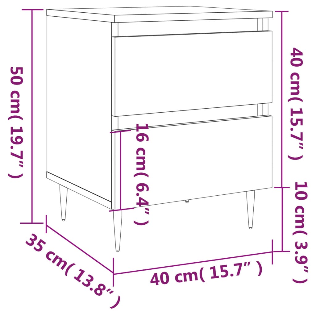 vidaXL Table de chevet chêne sonoma 40x35x50 cm bois d’ingénierie