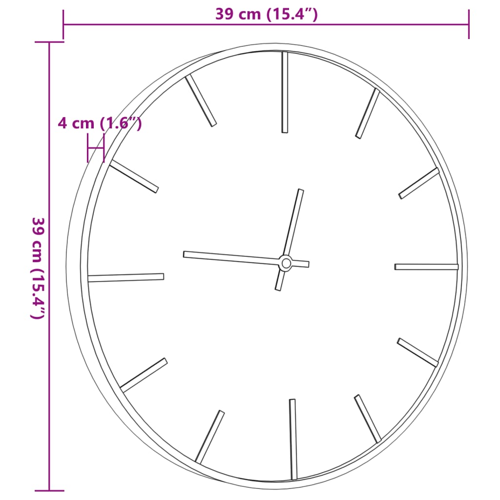 vidaXL Horloge murale marron Ø39 cm fer et bois d'ingénierie