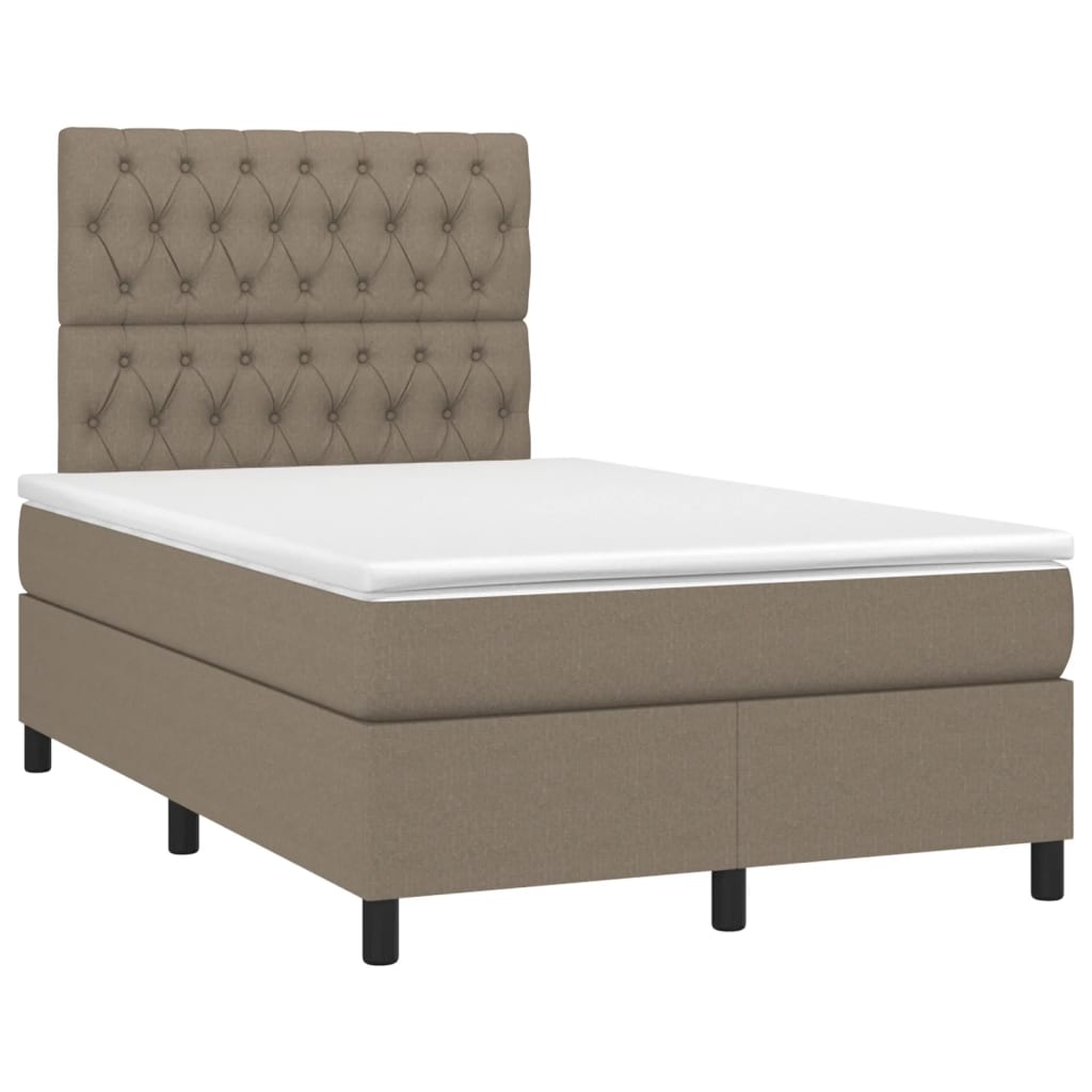 vidaXL Sommier à lattes de lit et matelas et LED Taupe 120x200cm Tissu