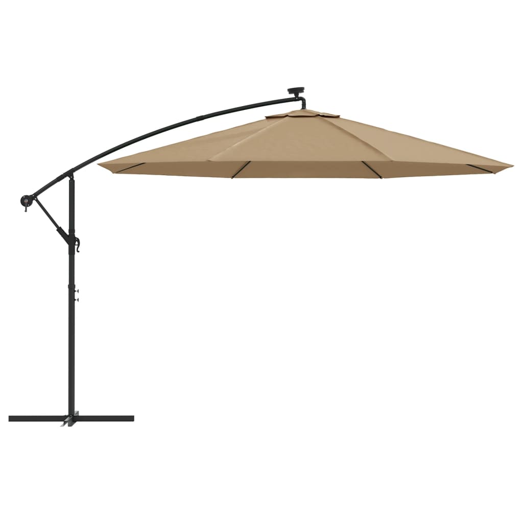 vidaXL Parasol de jardin en porte-à-faux et lumières LED mât en métal