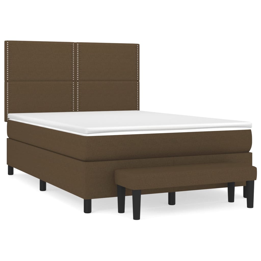 vidaXL Sommier à lattes de lit avec matelas Marron foncé 140x190 cm