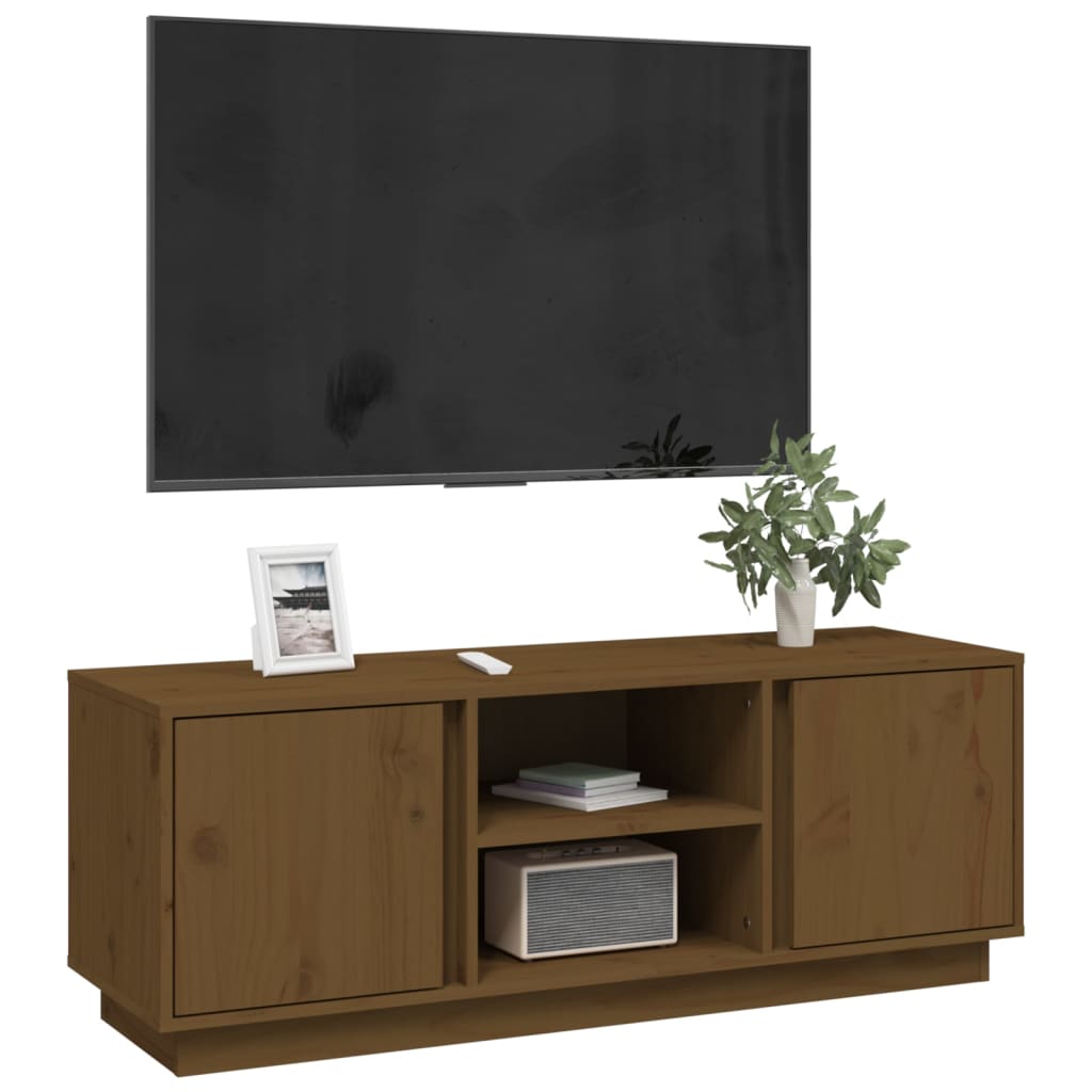 vidaXL Meuble TV Marron miel 110x35x40,5 cm Bois de pin massif