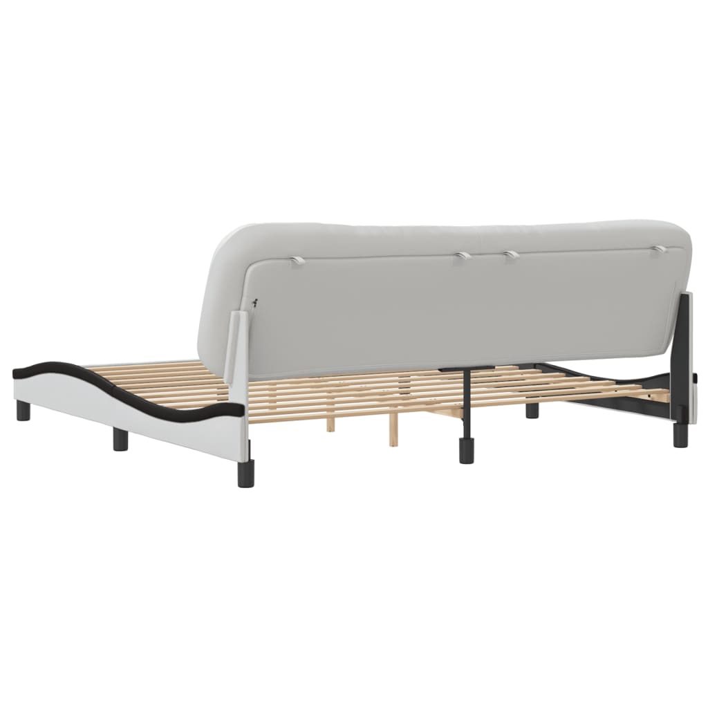 vidaXL Cadre de lit sans matelas blanc et noir 200x200 cm similicuir