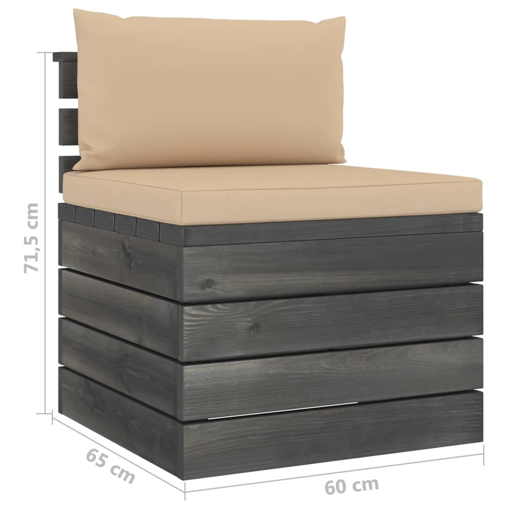 vidaXL Salon palette de jardin 2 pcs avec coussins Bois de pin massif