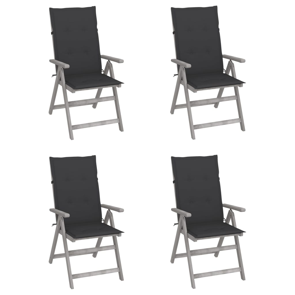 vidaXL Chaises inclinables de jardin lot de 4 et coussins Bois acacia