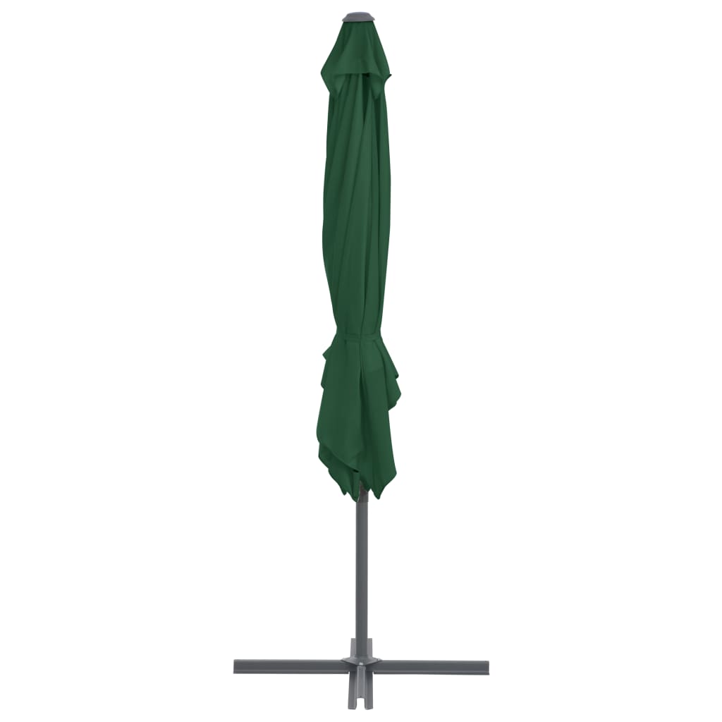 vidaXL Parasol de jardin en porte-à-faux avec mât en acier vert