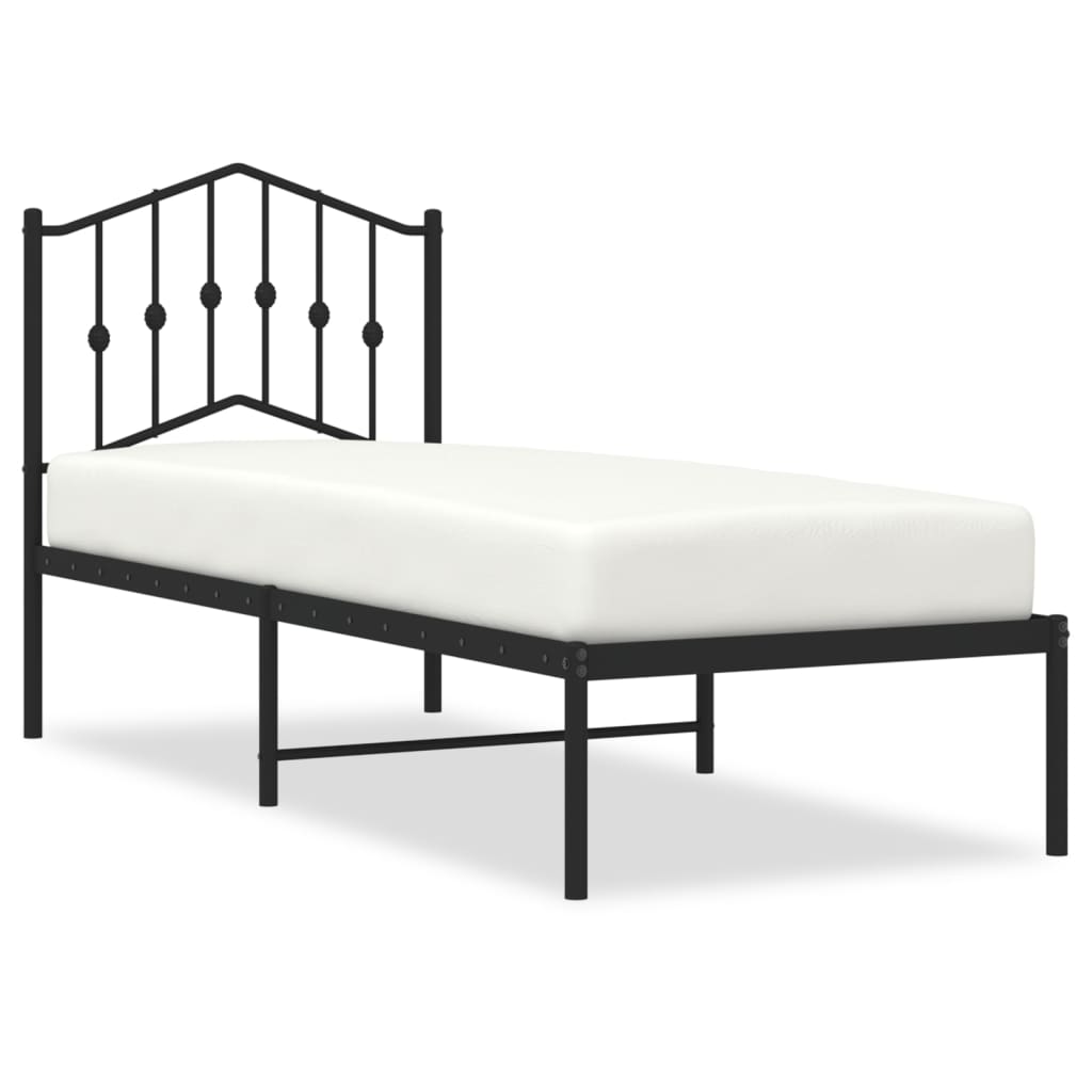 vidaXL Cadre de lit métal sans matelas avec tête de lit noir 75x190 cm