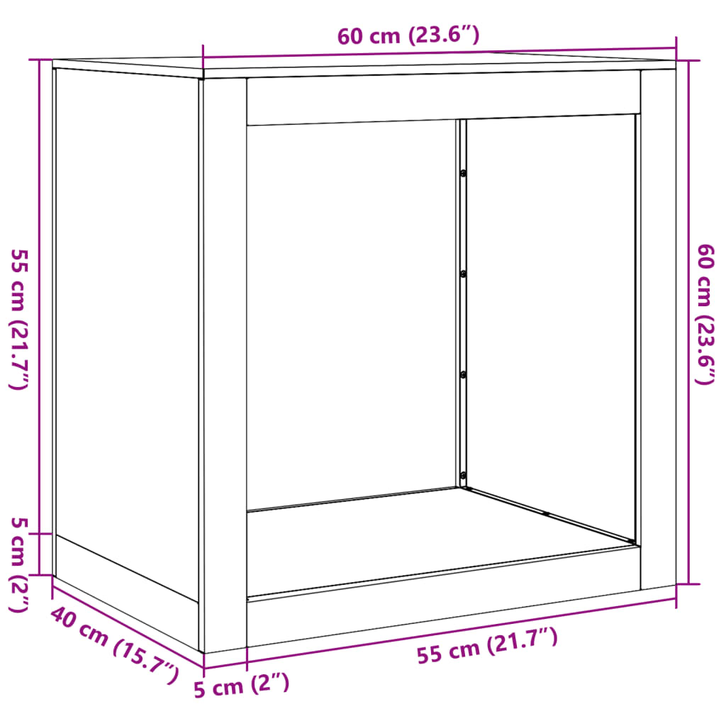 vidaXL Portant de bois de chauffage 60x40x60 cm acier inoxydable