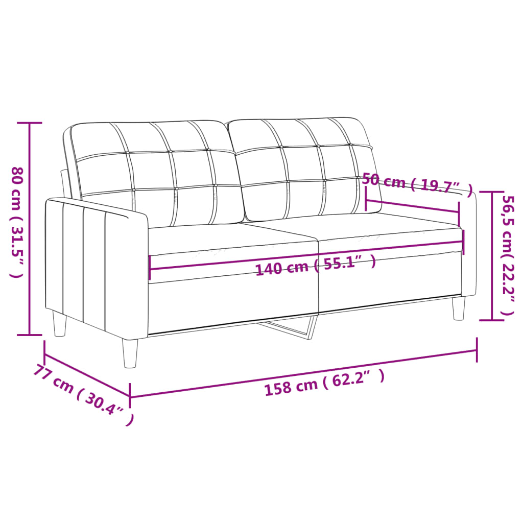 vidaXL Canapé à 2 places B-Stock gris clair 140 cm tissu