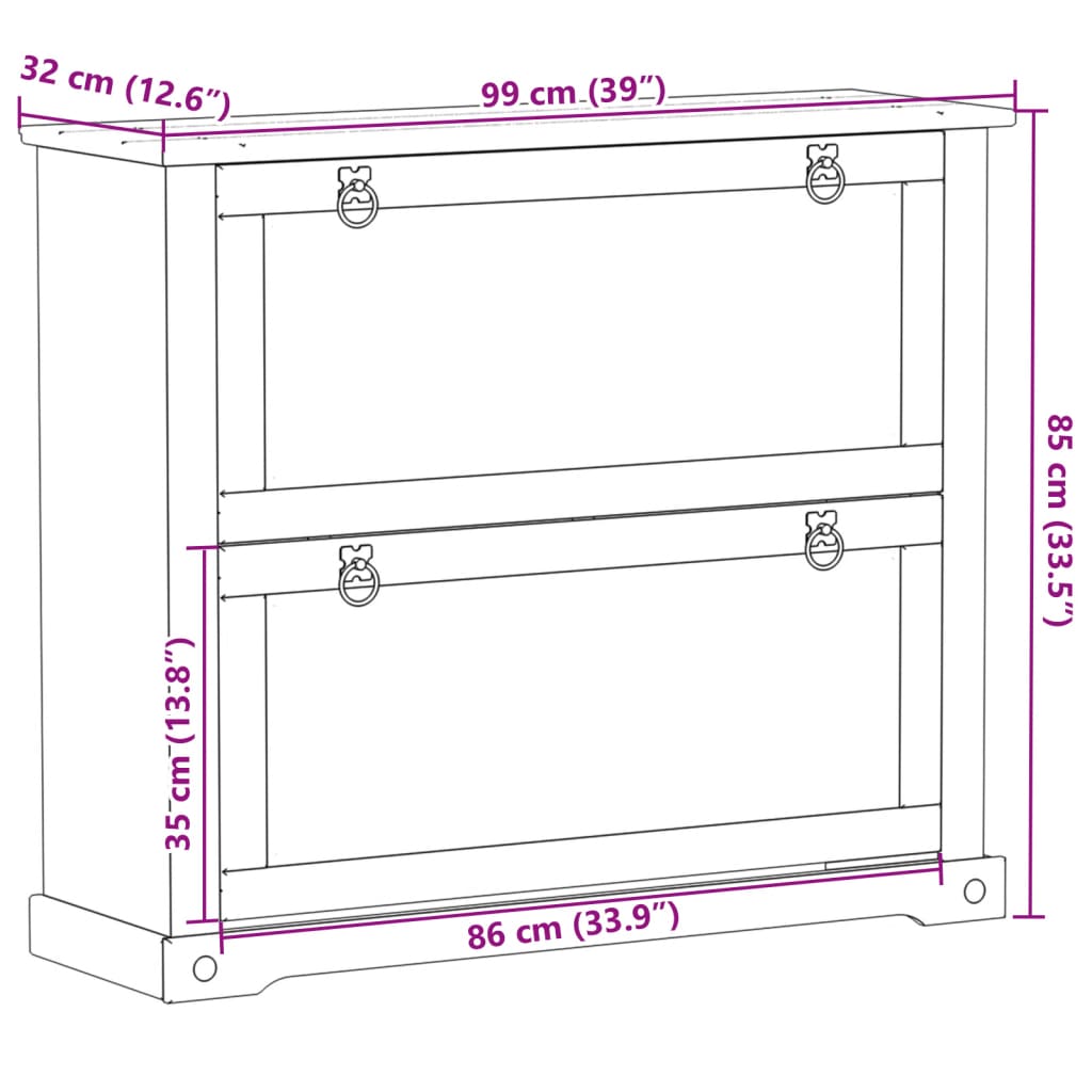 vidaXL Armoire à chaussures Corona 99x32x85 cm bois de pin massif