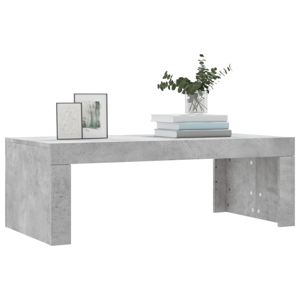 vidaXL Table basse gris béton 102x50x36 cm bois d'ingénierie