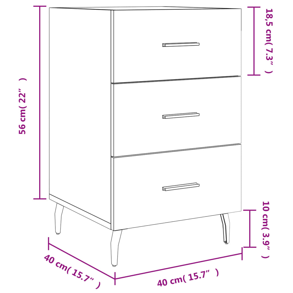 vidaXL Table de chevet chêne sonoma 40x40x66 cm bois d'ingénierie