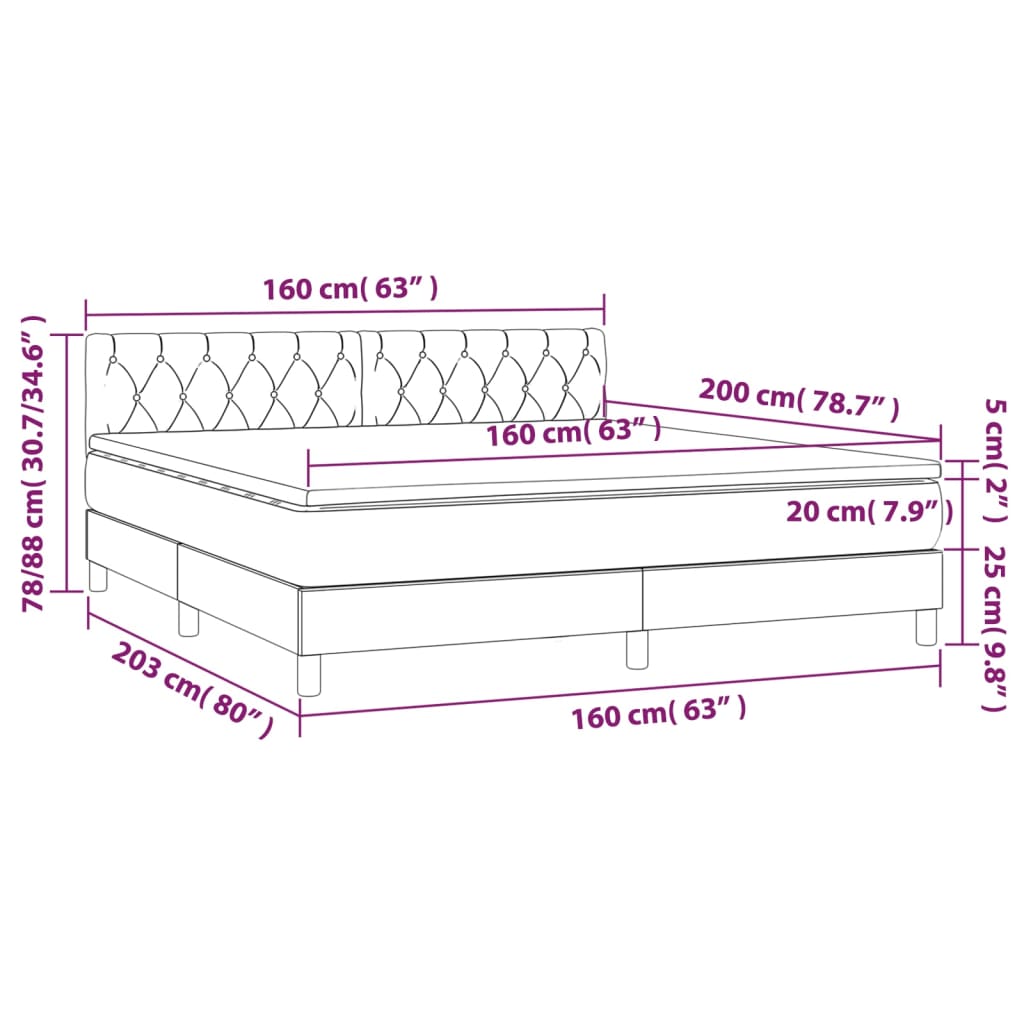 vidaXL Sommier à lattes de lit avec matelas et LED Rose 160x200 cm