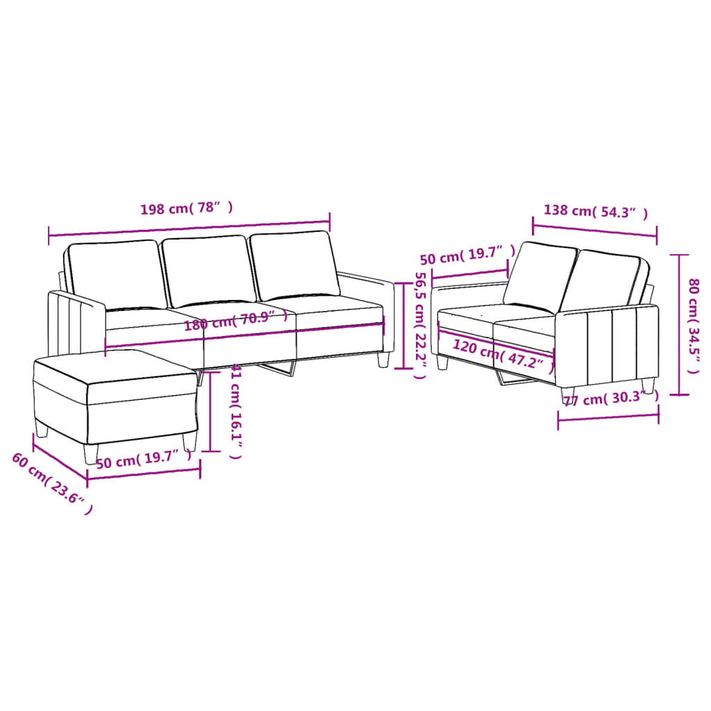 vidaXL Ensemble de canapés 3 pcs avec coussins Gris clair Tissu