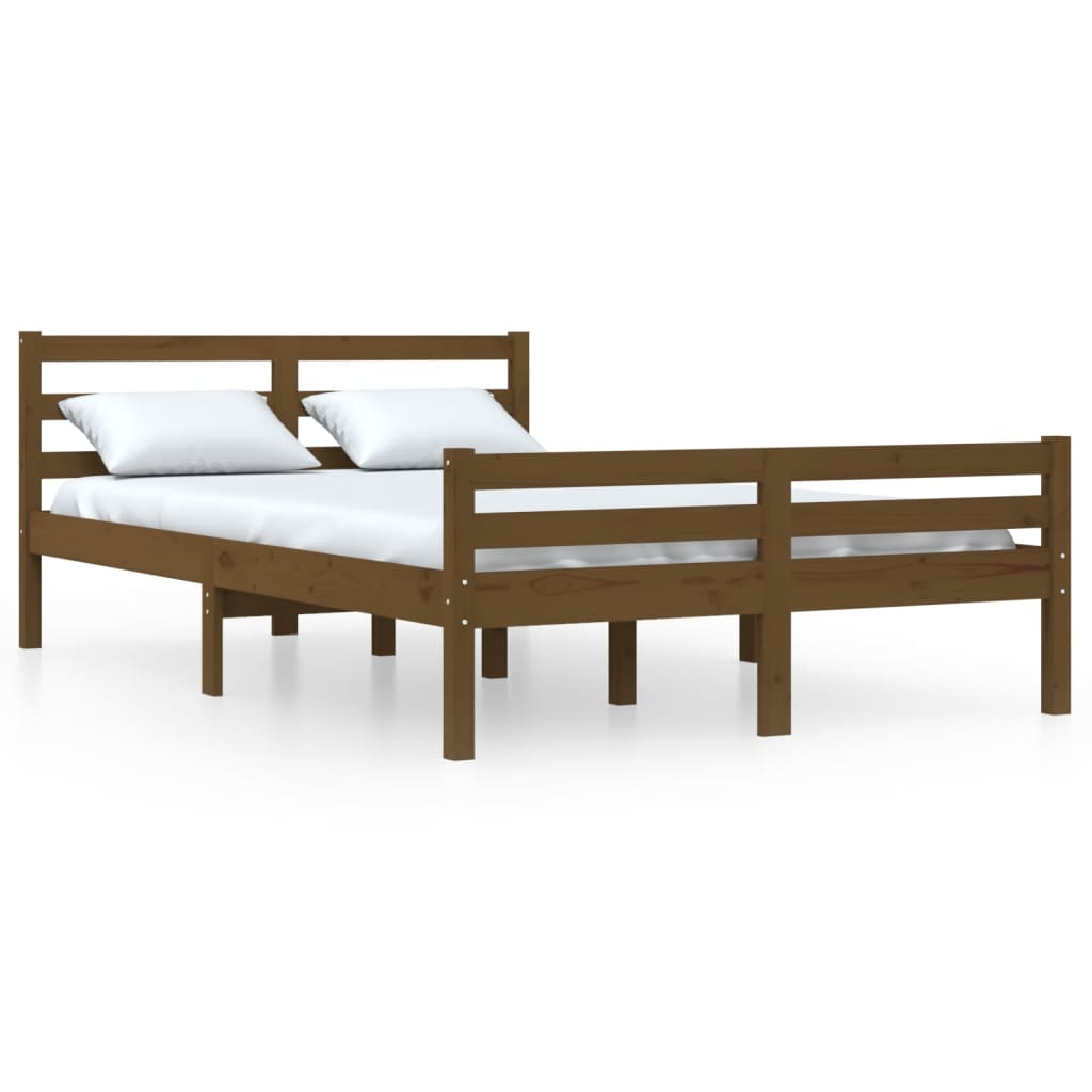 vidaXL Cadre de lit Marron miel Bois massif 140x200 cm