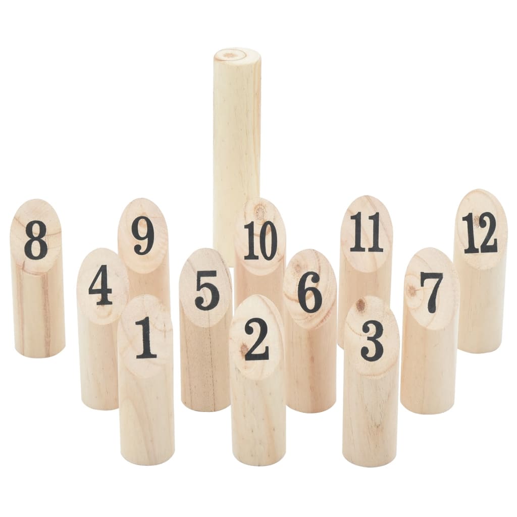 vidaXL Ensemble de jeu Number Kubb 13 pcs sac de transport pin massif