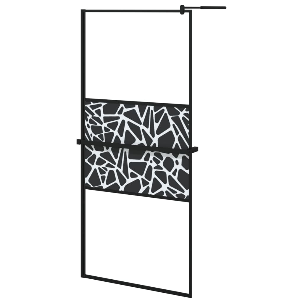 vidaXL Paroi de douche avec étagère Noir 90x195 cm Verre ESG&Aluminium