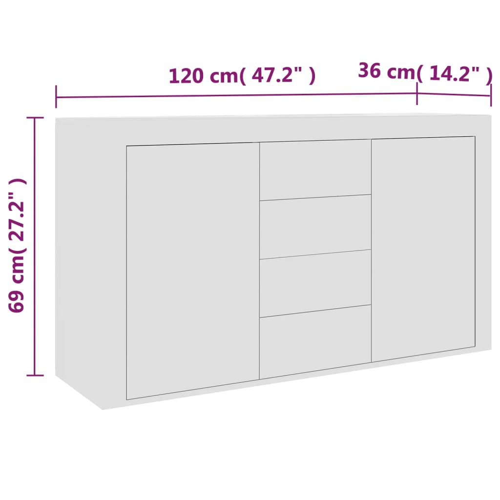 vidaXL Buffet Blanc 120x36x69 cm Bois d'ingénierie