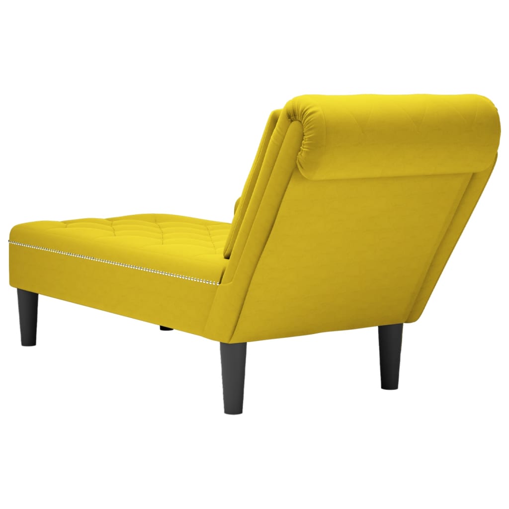 vidaXL Fauteuil long avec coussin et accoudoir droit jaune velours