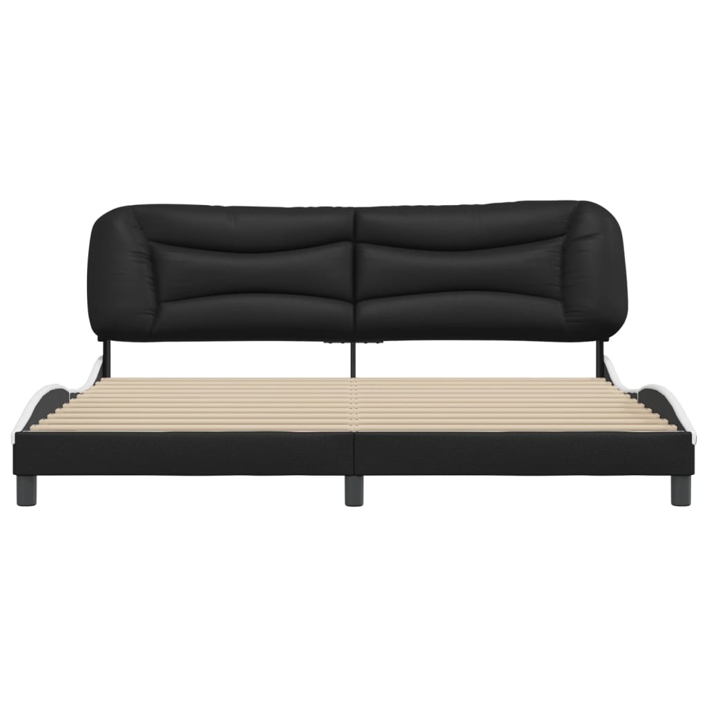 vidaXL Cadre de lit sans matelas noir et blanc 200x200 cm similicuir