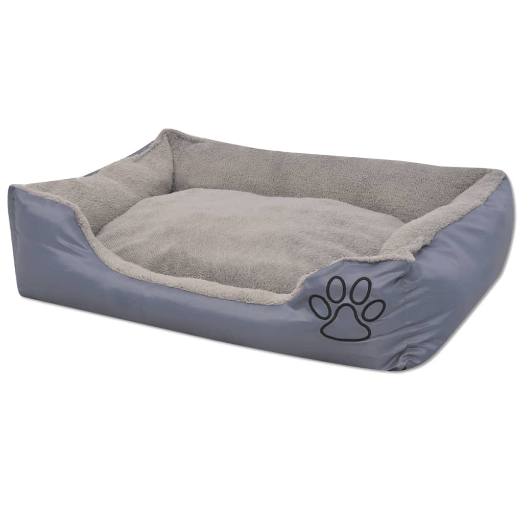 vidaXL Lit pour chiens avec coussin rembourré Taille M Gris