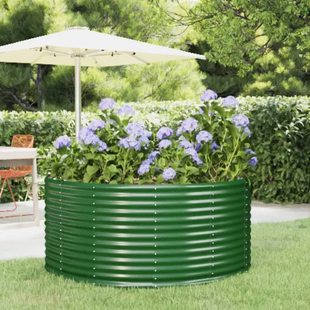 vidaXL Lit surélevé de jardin Vert 140x140x68cm Acier enduit de poudre