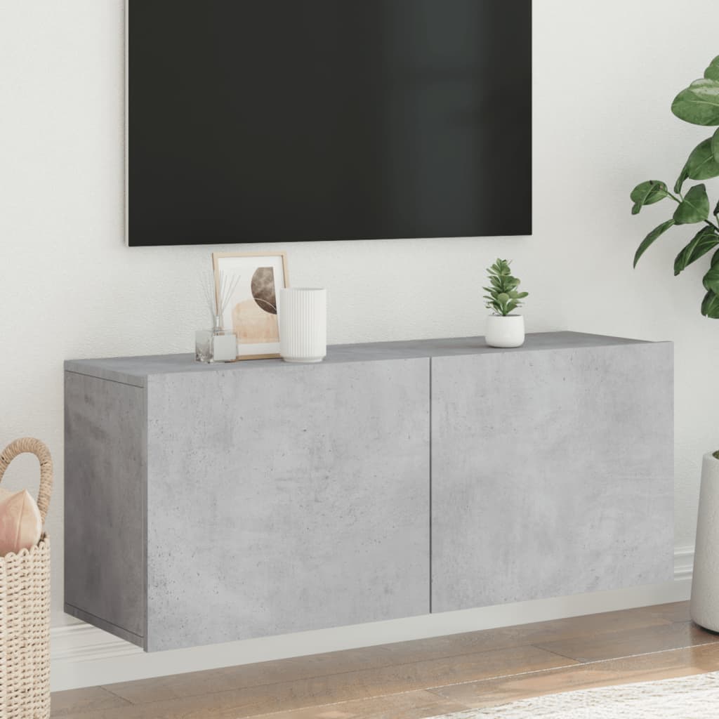 vidaXL Meuble TV mural gris béton 100x30x41 cm