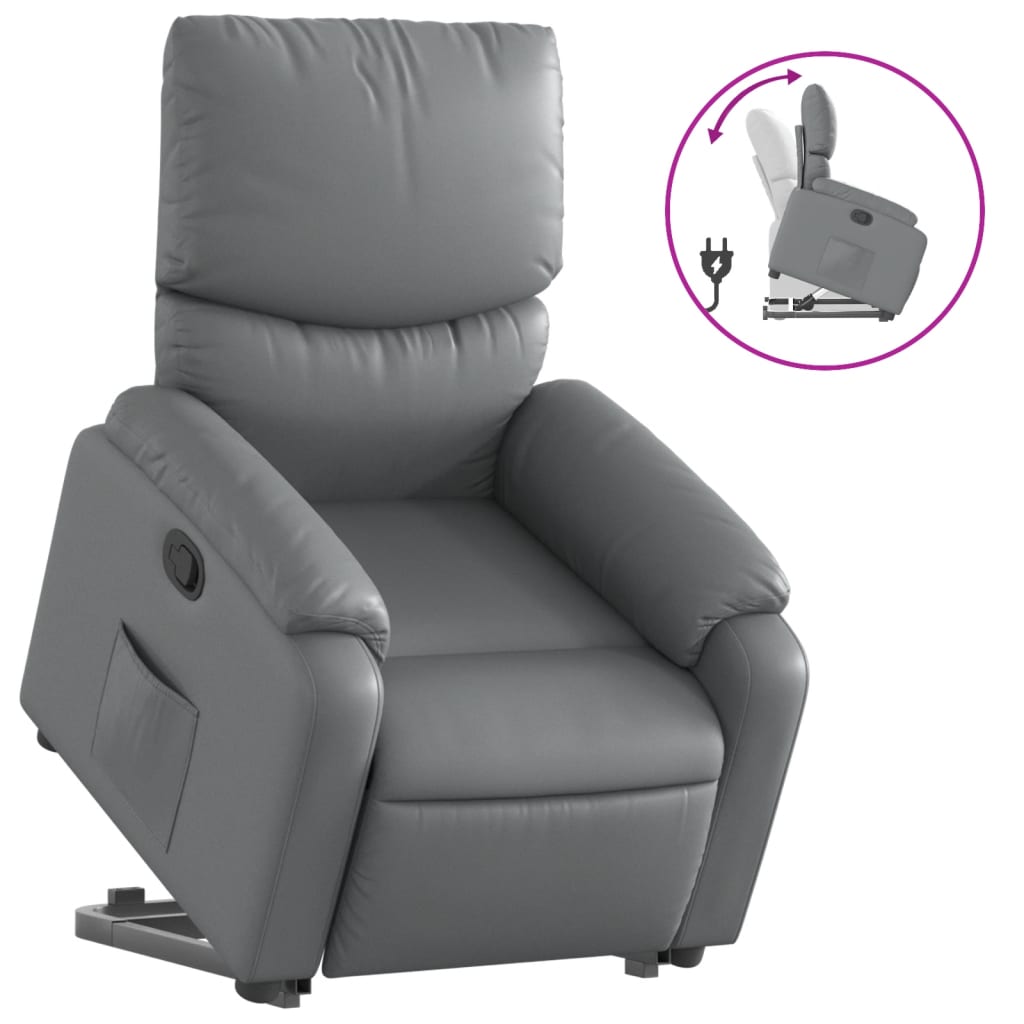 vidaXL Fauteuil inclinable Gris Similicuir