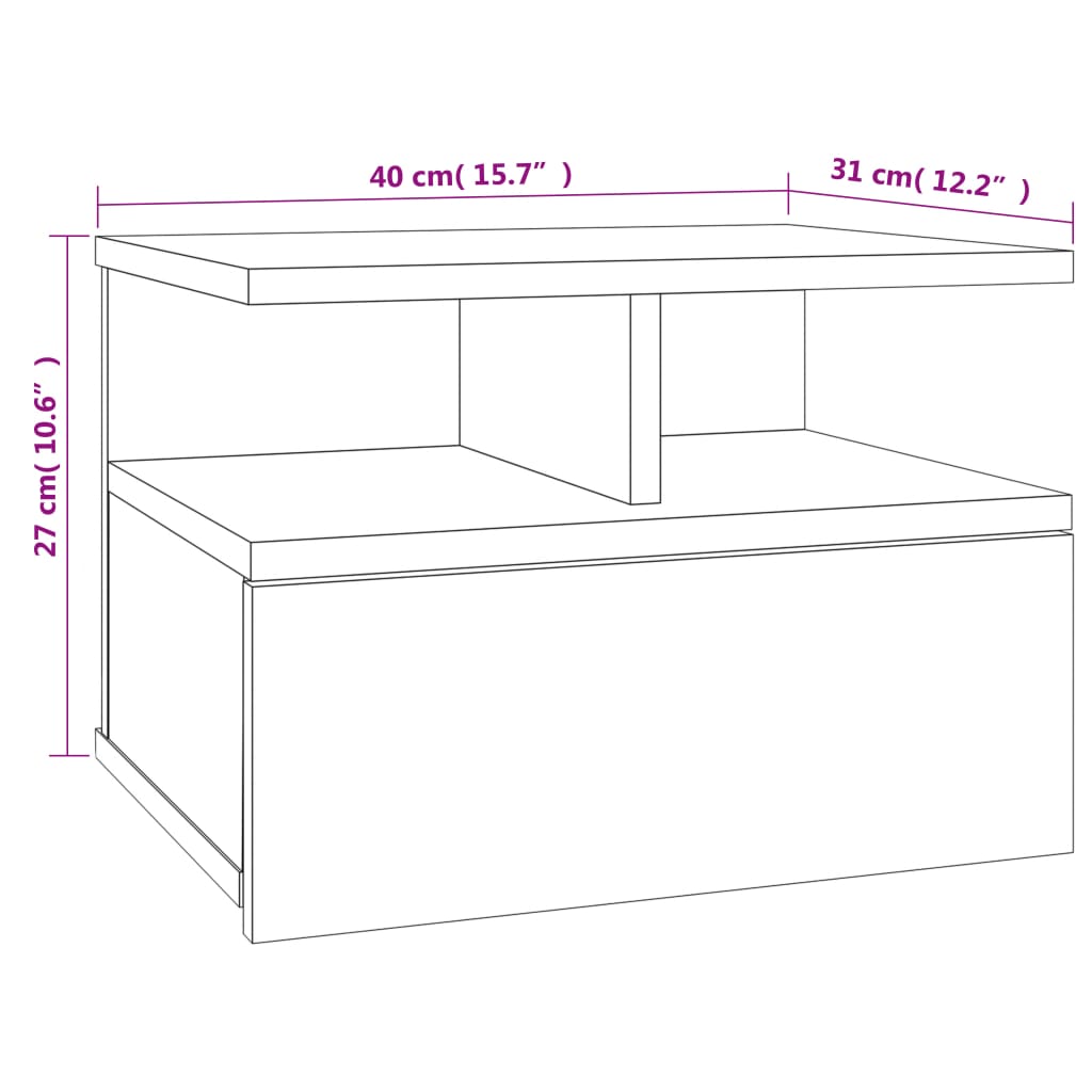 vidaXL Tables de chevet flottantes 2 pcs Chêne sonoma Bois ingénierie