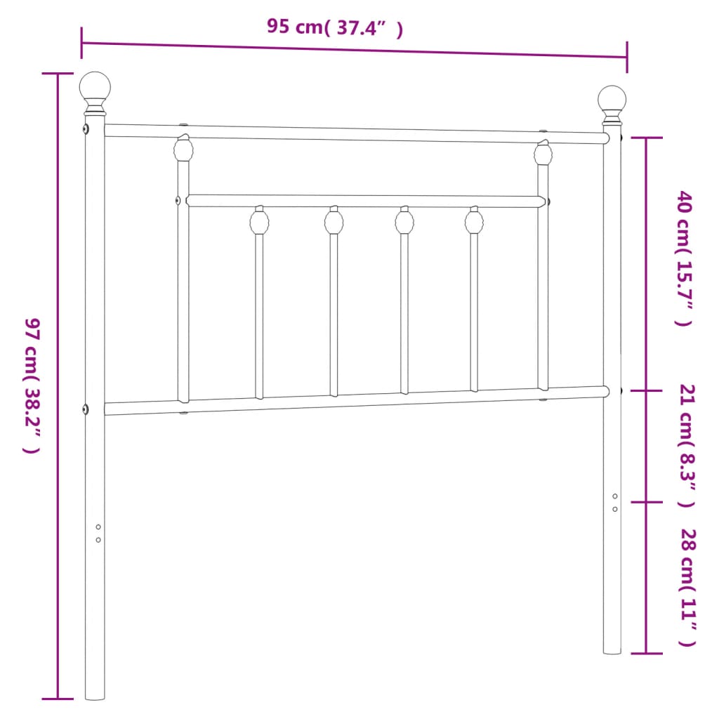 vidaXL Tête de lit métal blanc 90 cm