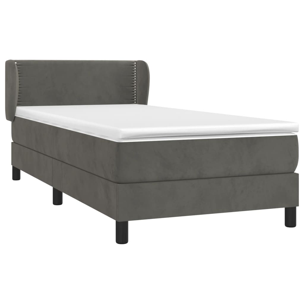 vidaXL Sommier à lattes de lit et matelas Gris foncé 80x200 cm Velours