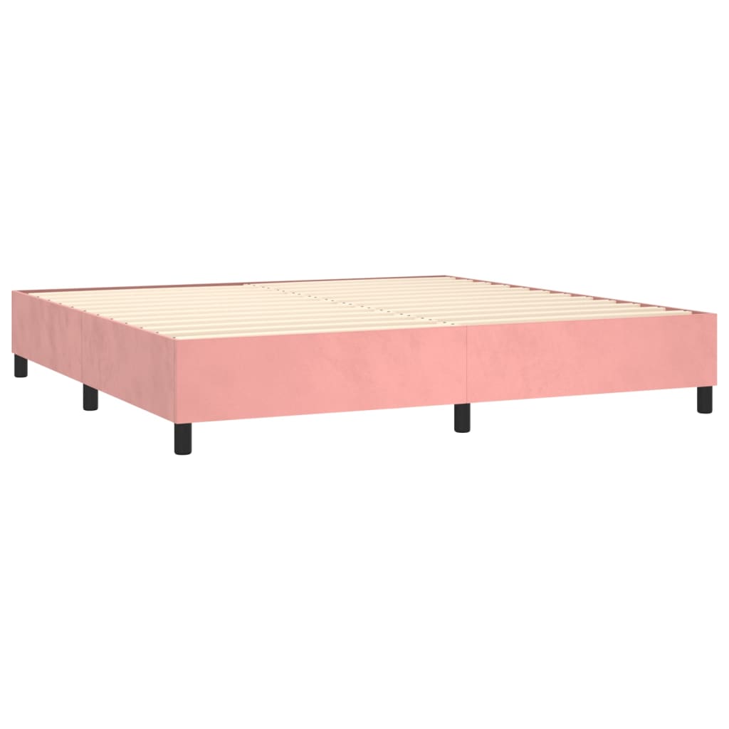 vidaXL Sommier à lattes de lit avec matelas Rose 200x200 cm Velours