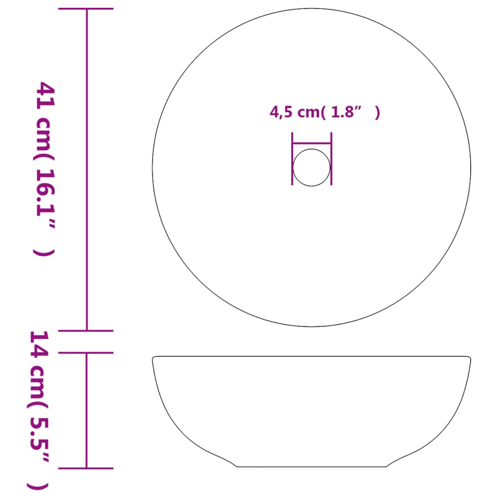 vidaXL Vasque à poser blanc et jaune rond Φ41x14 cm céramique