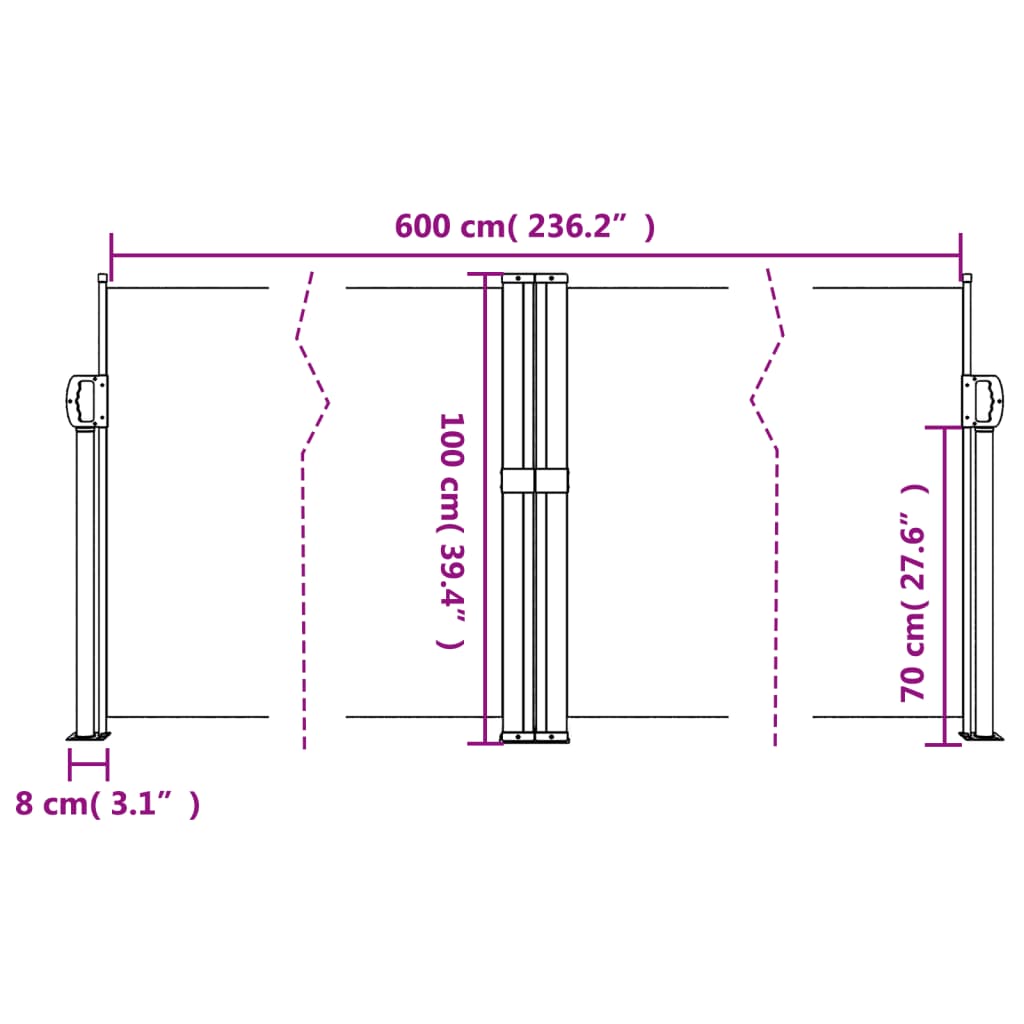 vidaXL Auvent latéral rétractable anthracite 100x600 cm